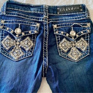 L.A. idol Women's Jeans Denim with Rhinestone Accents 29 x 34